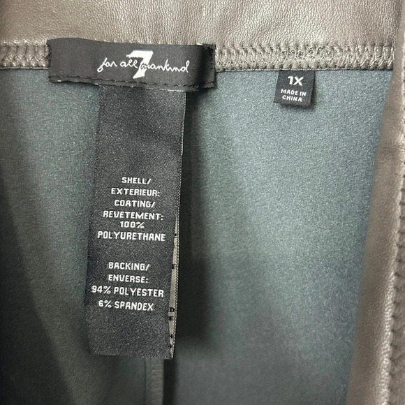 7 For All Mankind Grey  Vegan Leather Leggings - Picture 6 of 7